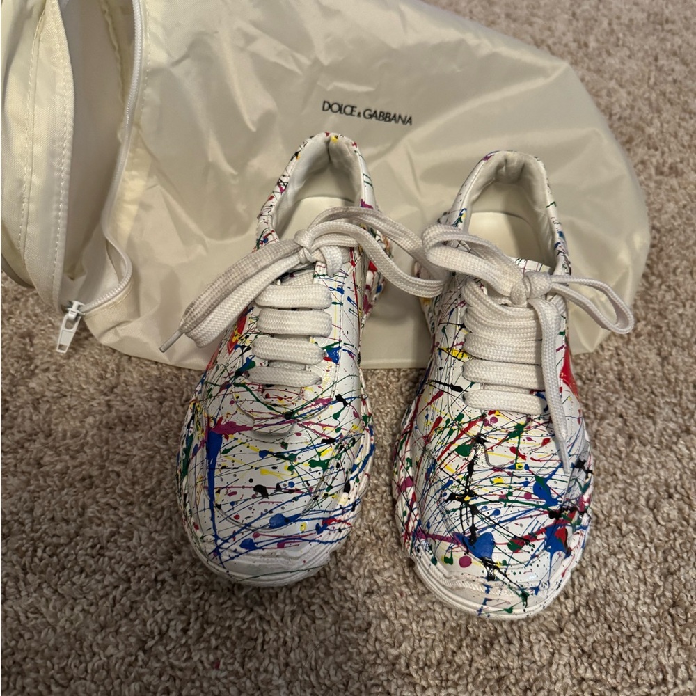 Authentic used Dolce & Gabbana Kids White Splatter Sneakers